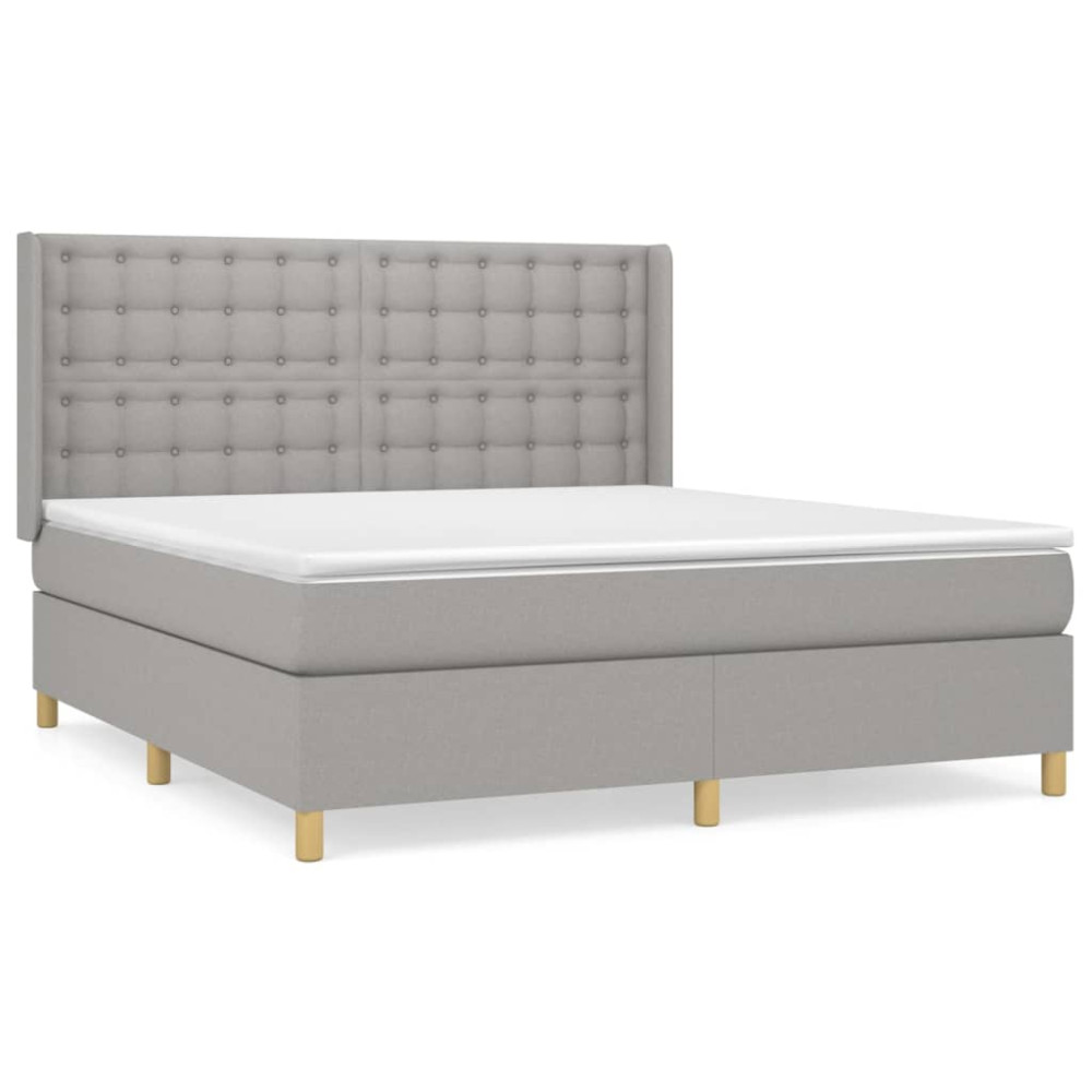 Produktbild för Ramsäng med madrass ljusgrå 160x200 cm tyg