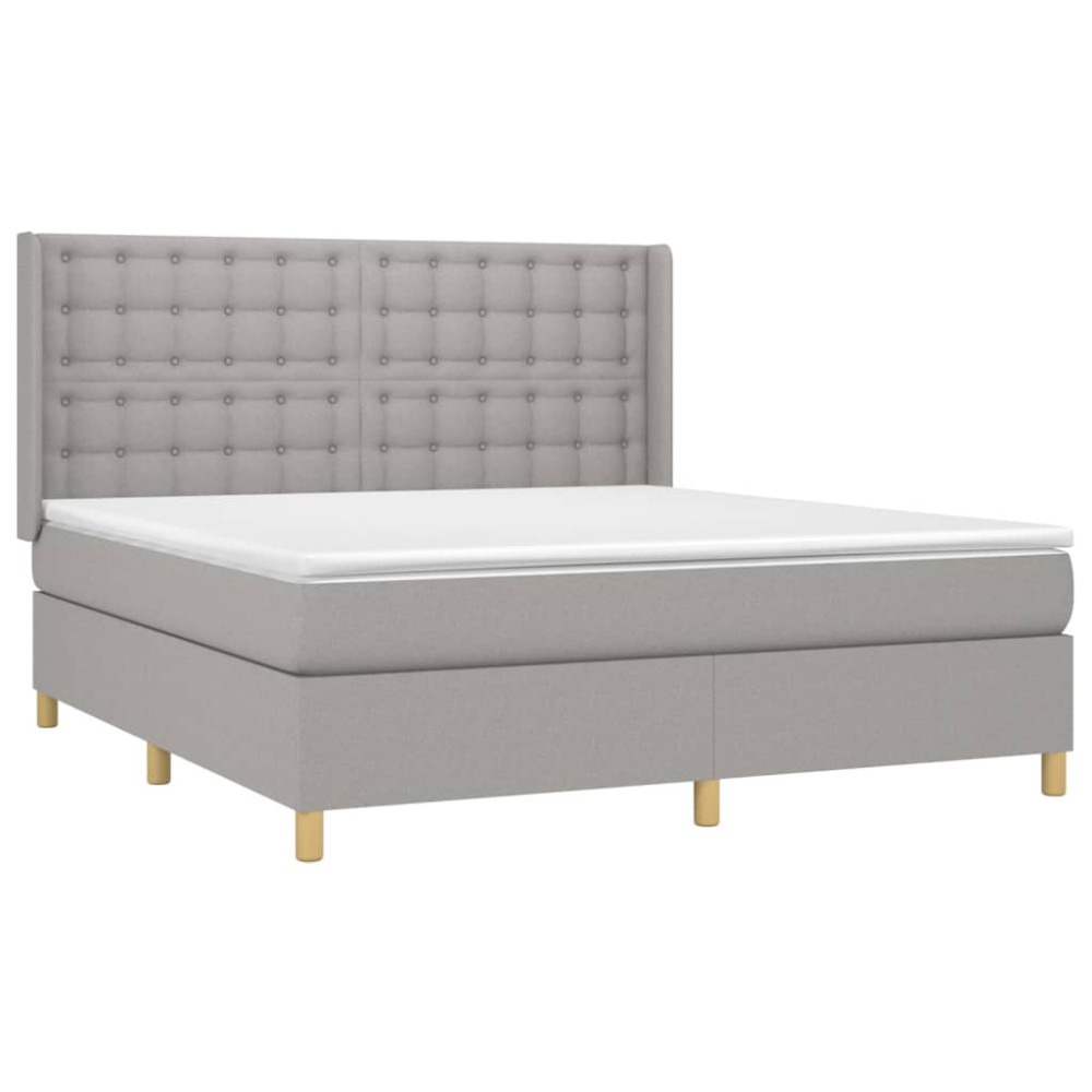 Produktbild för Ramsäng med madrass ljusgrå 160x200 cm tyg