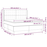 Produktbild för Ramsäng med madrass ljusgrå 160x200 cm tyg