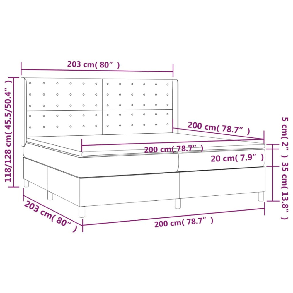 Produktbild för Ramsäng med madrass ljusgrå 200x200 cm tyg