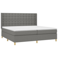 Produktbild för Ramsäng med madrass mörkgrå 200x200 cm tyg