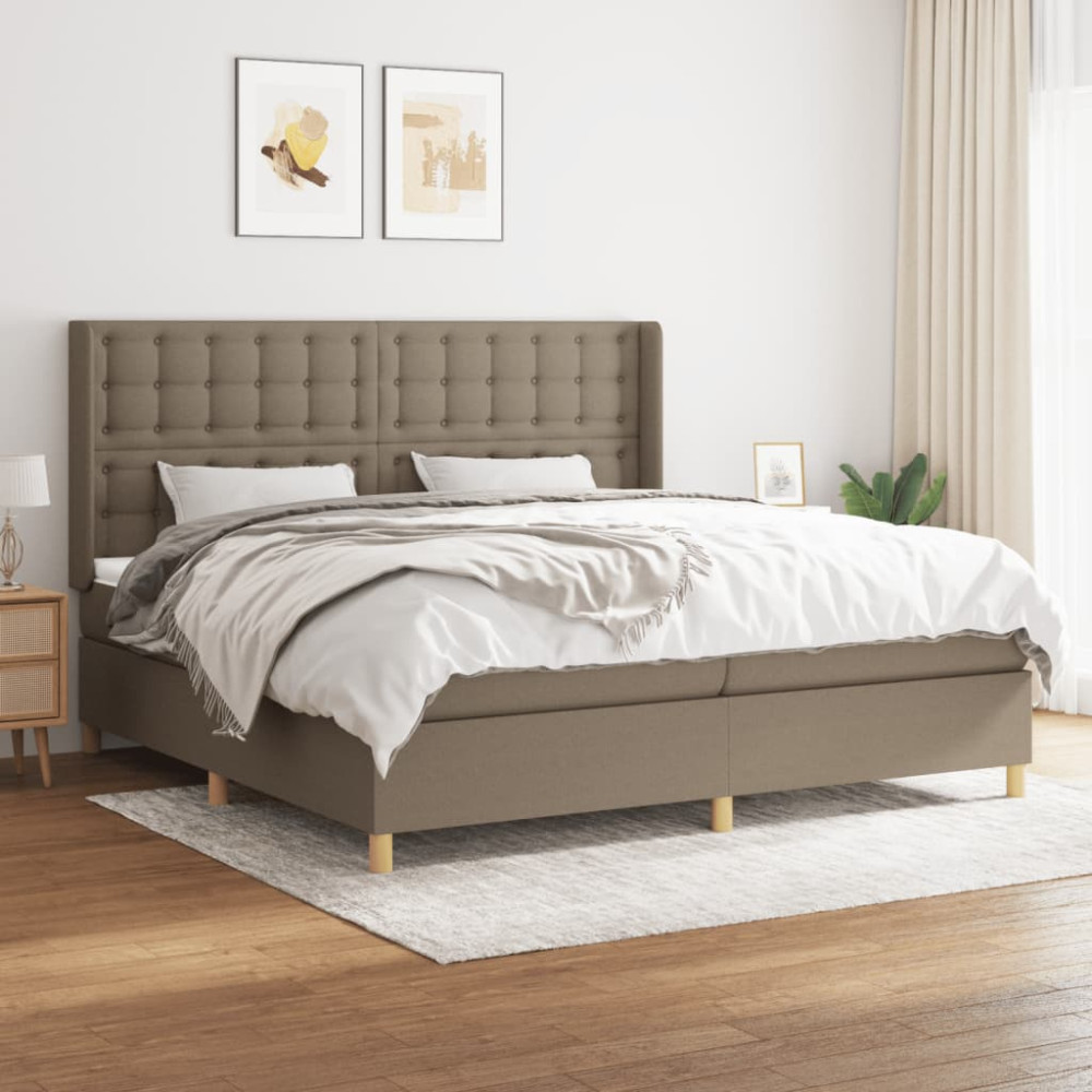 Produktbild för Ramsäng med madrass taupe 200x200 cm tyg