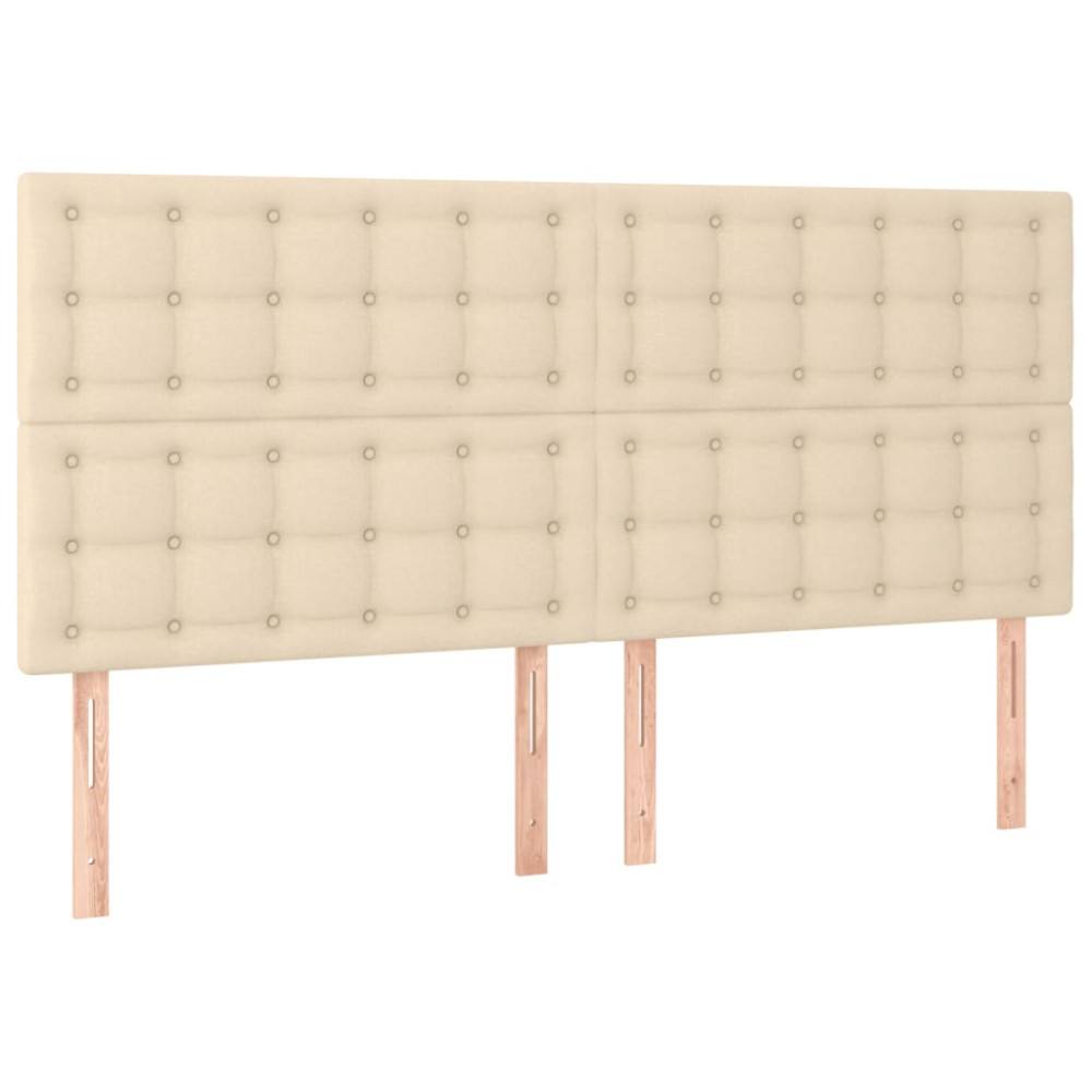 Produktbild för Ramsäng med madrass gräddvit 200x200 cm tyg