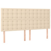 Produktbild för Ramsäng med madrass gräddvit 200x200 cm tyg