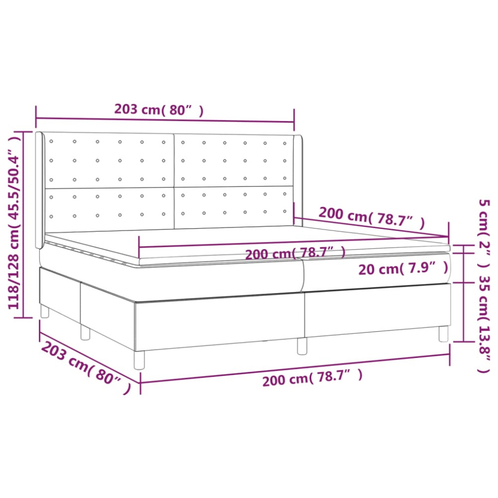Produktbild för Ramsäng med madrass gräddvit 200x200 cm tyg