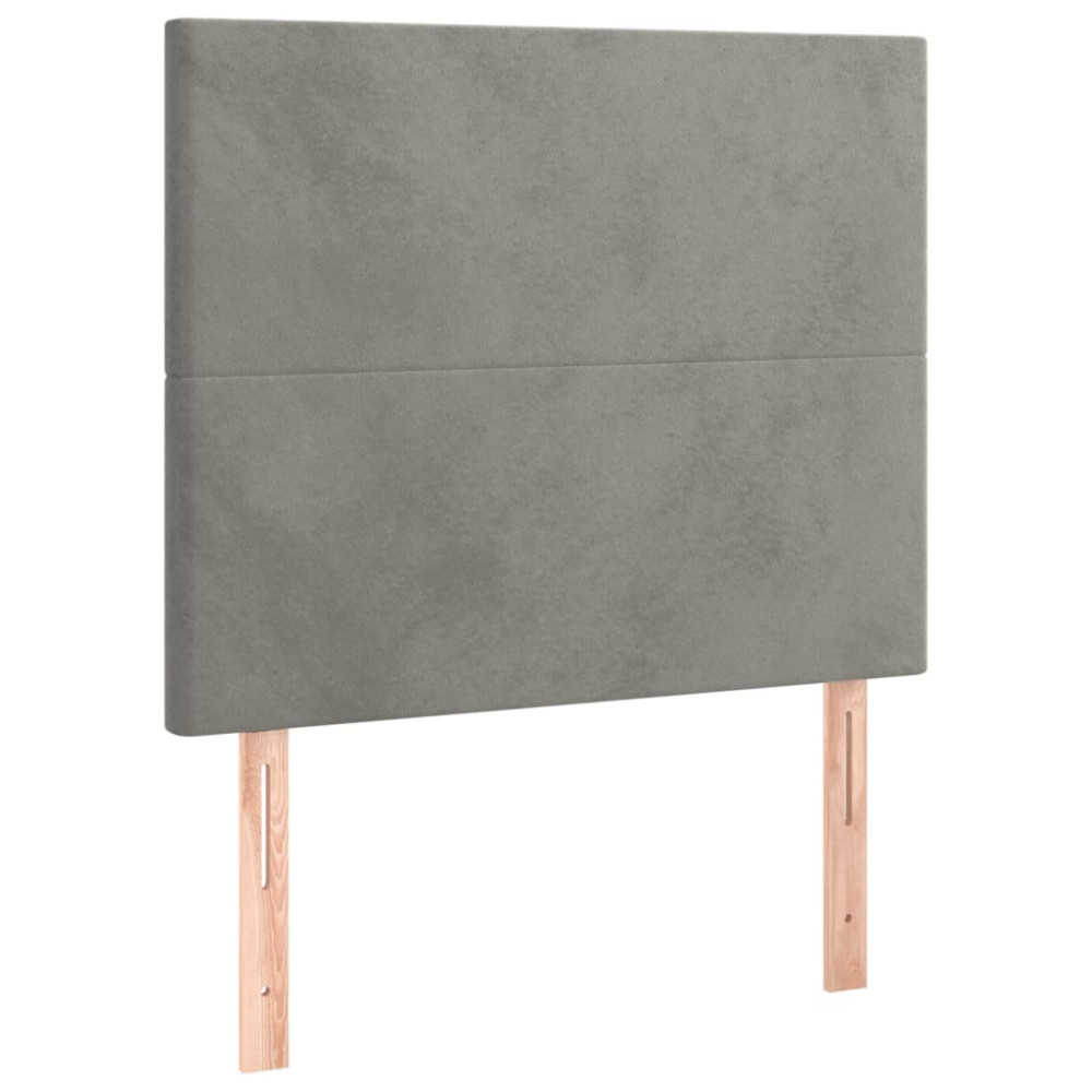 Produktbild för Ramsäng med madrass ljusgrå 90x190 cm sammet