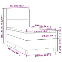 Produktbild för Ramsäng med madrass mörkgrå 100x200 cm sammet