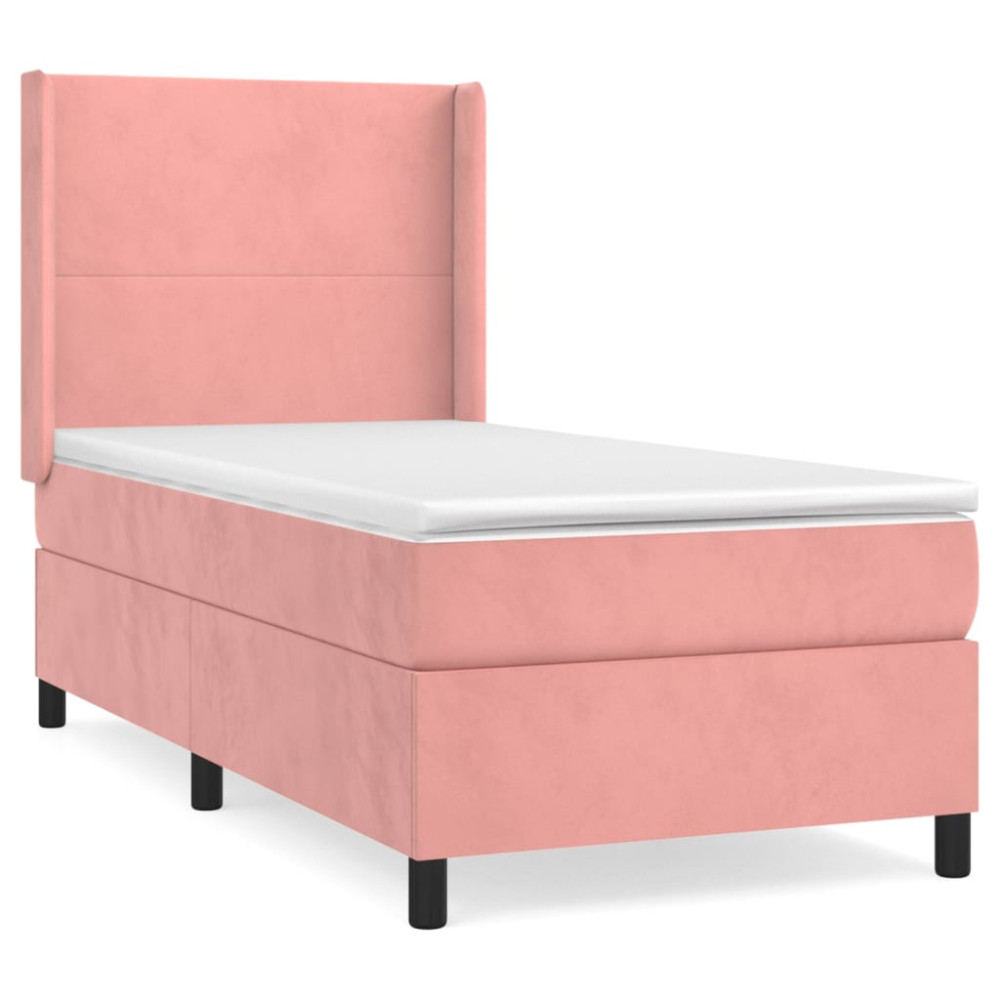 Produktbild för Ramsäng med madrass rosa 100x200 cm sammet