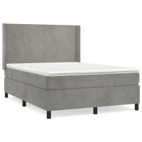 Produktbild för Ramsäng med madrass ljusgrå 140x190 cm sammet