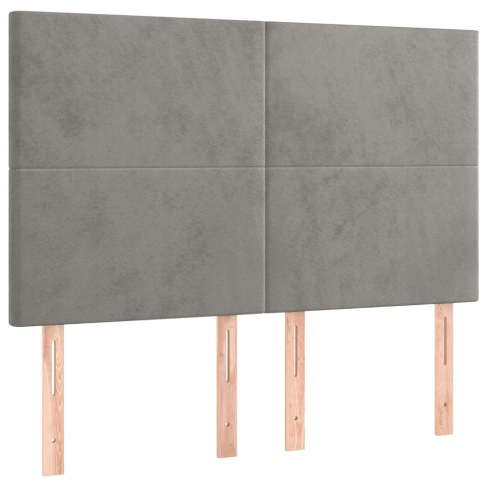Produktbild för Ramsäng med madrass ljusgrå 140x190 cm sammet