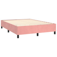 Produktbild för Ramsäng med madrass rosa 140x190 cm sammet