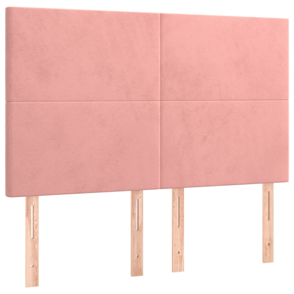 Produktbild för Ramsäng med madrass rosa 140x190 cm sammet