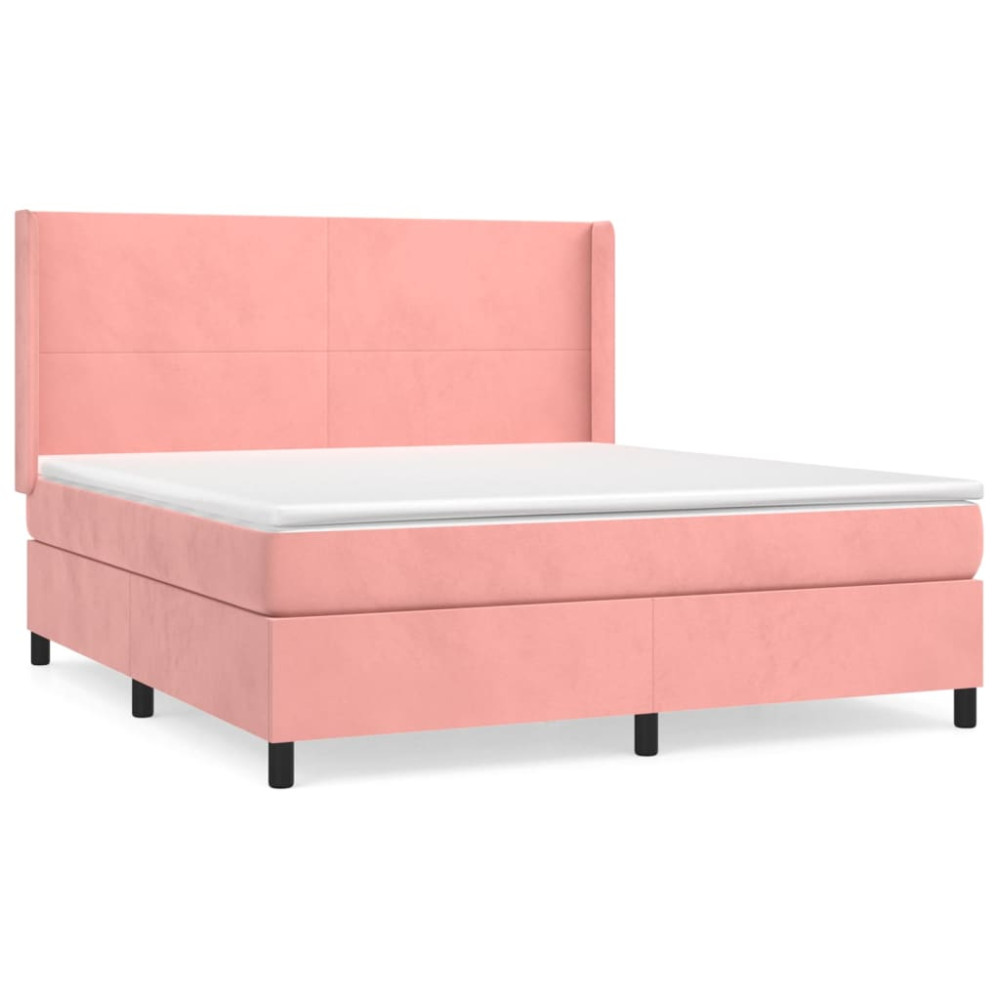 Produktbild för Ramsäng med madrass rosa 160x200 cm sammet