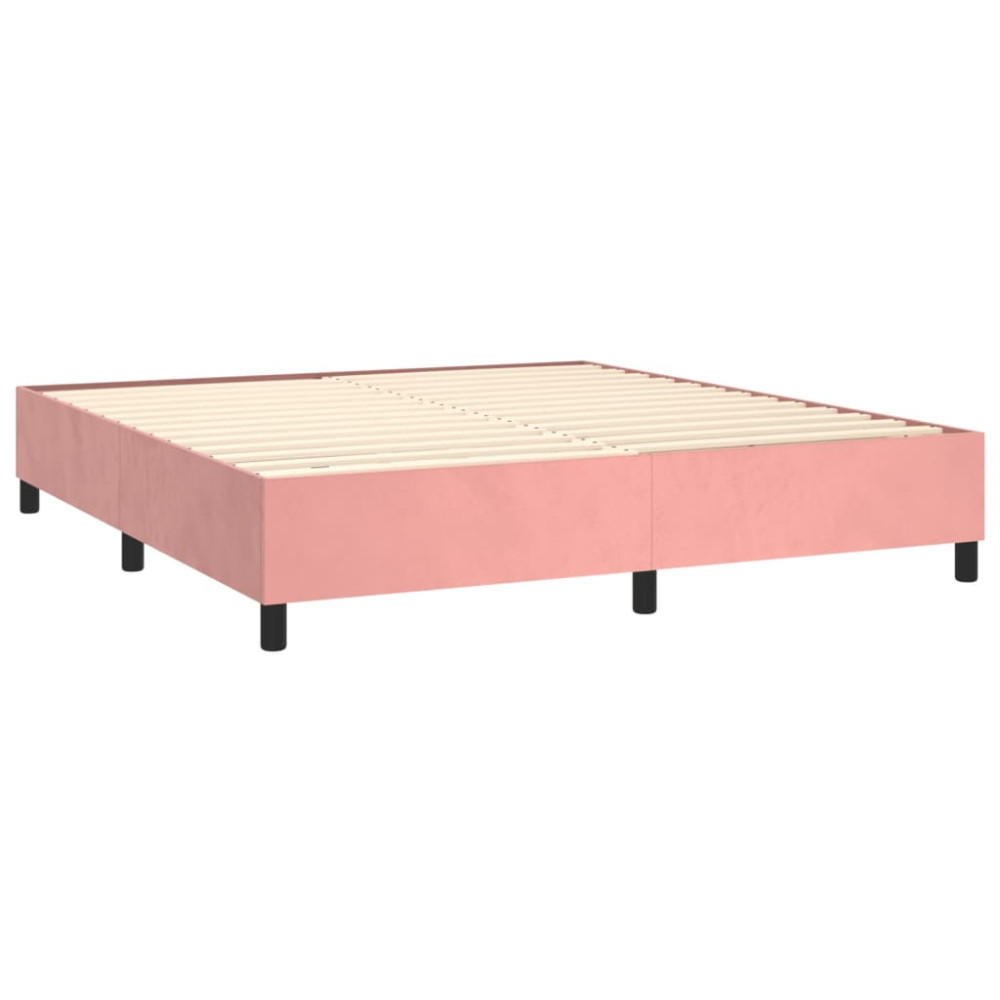 Produktbild för Ramsäng med madrass rosa 160x200 cm sammet