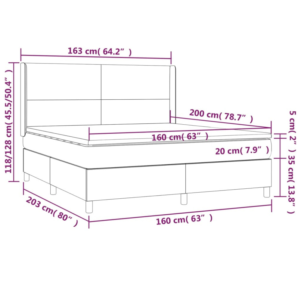 Produktbild för Ramsäng med madrass rosa 160x200 cm sammet