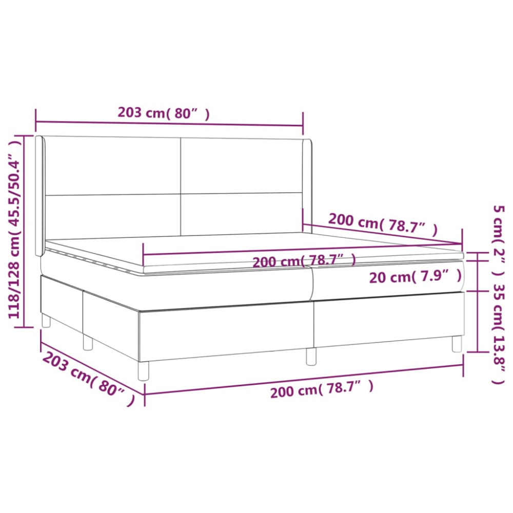 Produktbild för Ramsäng med madrass mörkgrå 200x200 cm sammet