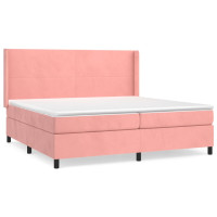 Produktbild för Ramsäng med madrass rosa 200x200 cm sammet