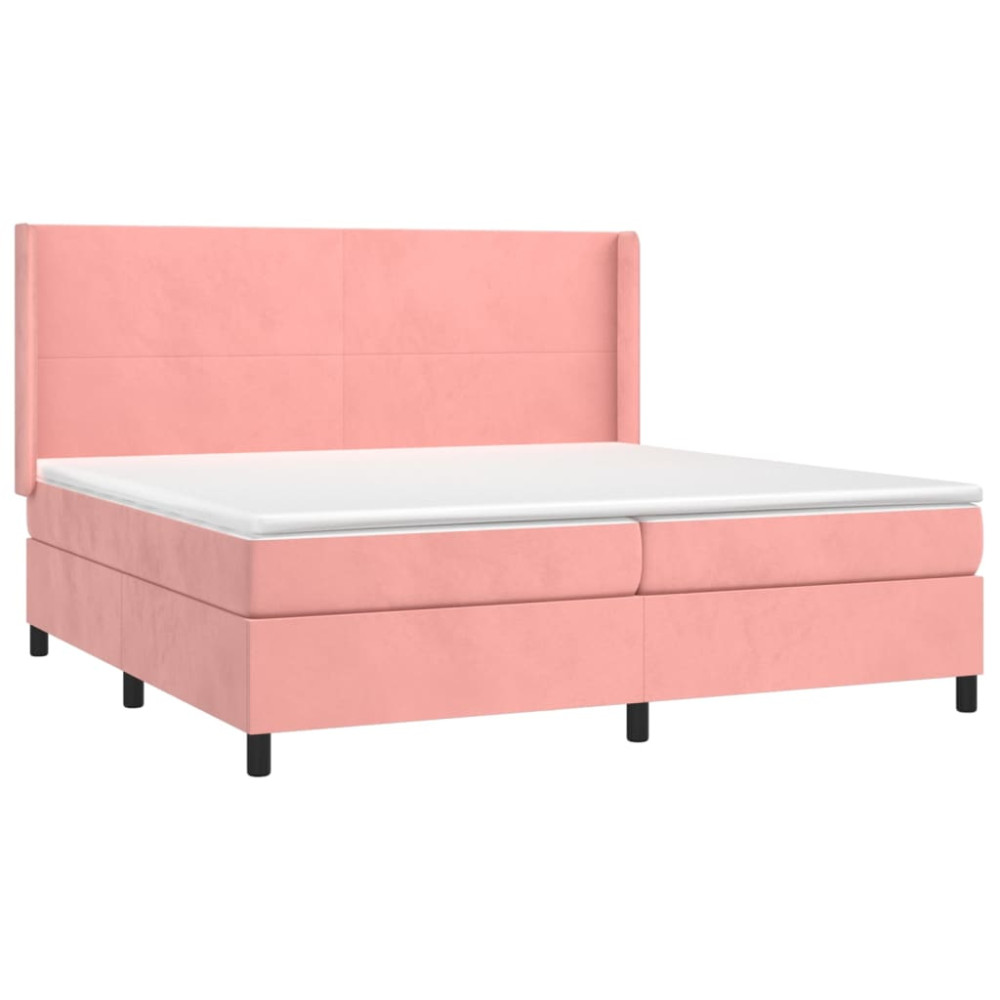 Produktbild för Ramsäng med madrass rosa 200x200 cm sammet