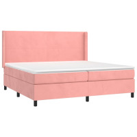 Produktbild för Ramsäng med madrass rosa 200x200 cm sammet