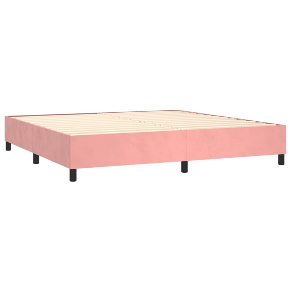 Produktbild för Ramsäng med madrass rosa 200x200 cm sammet