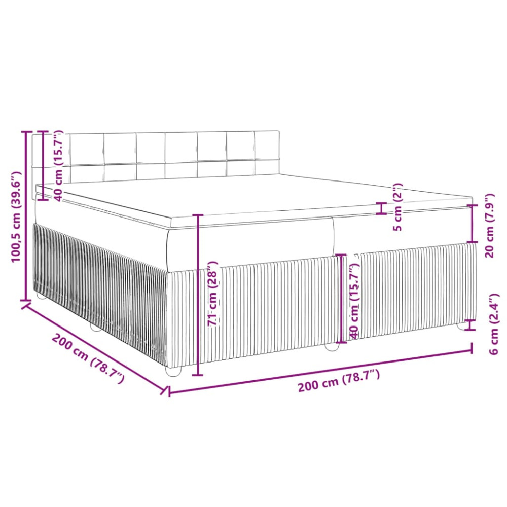 Produktbild för Ramsäng med madrass mörkgrå 80x200 cm sammet