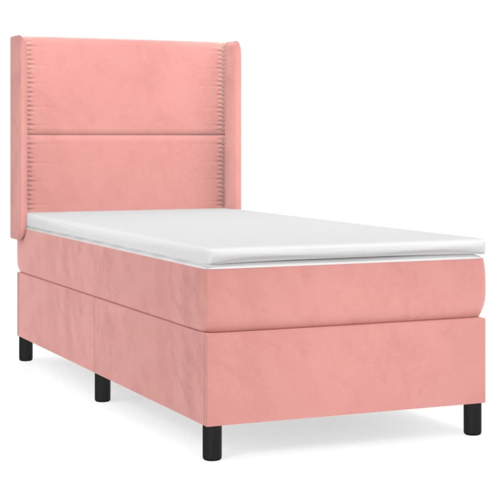 Produktbild för Ramsäng med madrass rosa 80x200 cm sammet