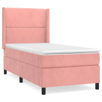 Produktbild för Ramsäng med madrass rosa 80x200 cm sammet