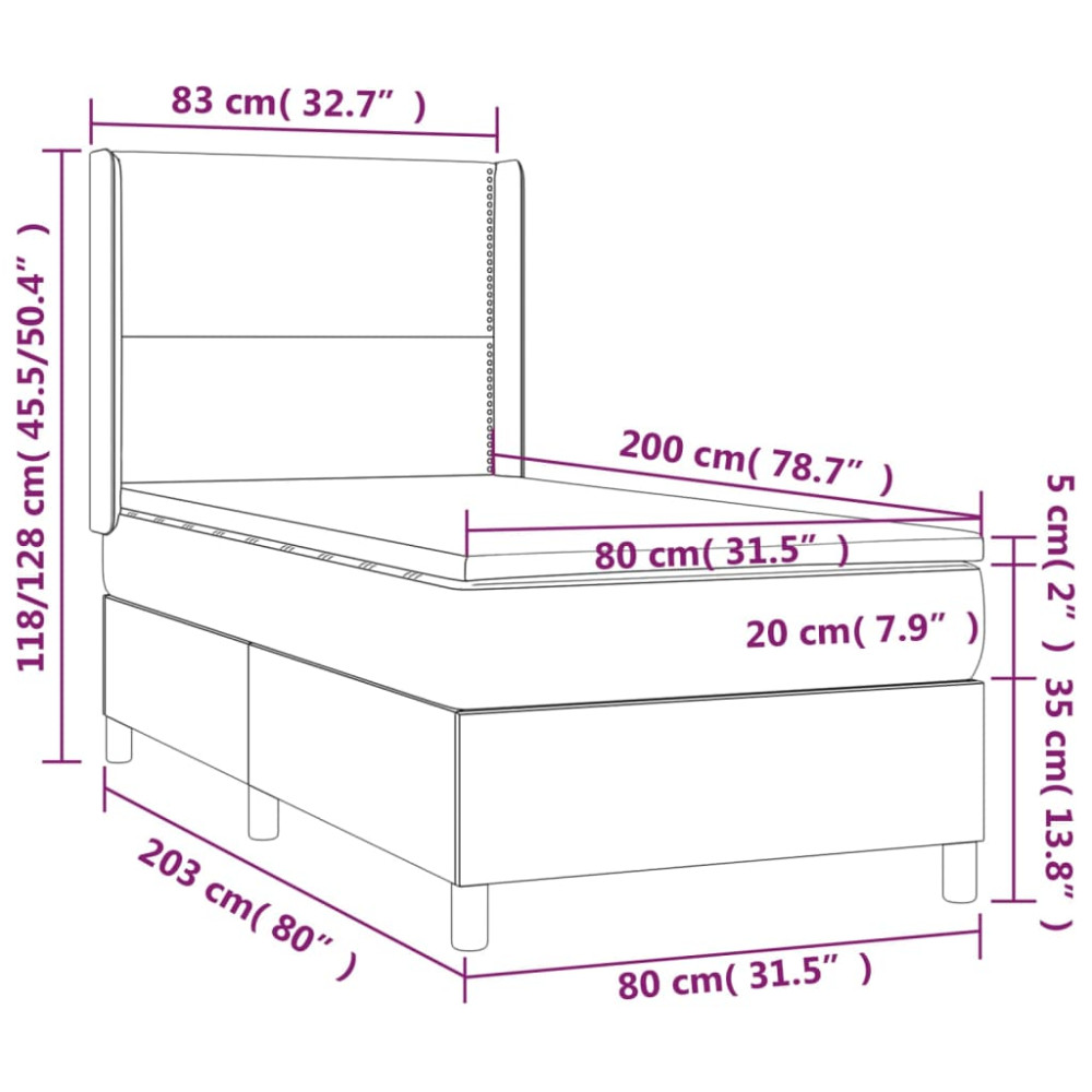 Produktbild för Ramsäng med madrass rosa 80x200 cm sammet