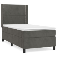 Produktbild för Ramsäng med madrass mörkgrå 90x190 cm sammet