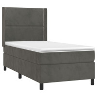 Produktbild för Ramsäng med madrass mörkgrå 100x200 cm sammet