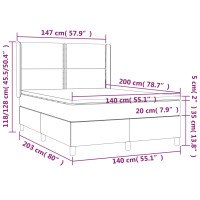 Produktbild för Ramsäng med madrass mörkgrå 140x200 cm sammet