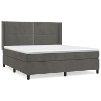 Produktbild för Ramsäng med madrass mörkgrå 160x200 cm sammet