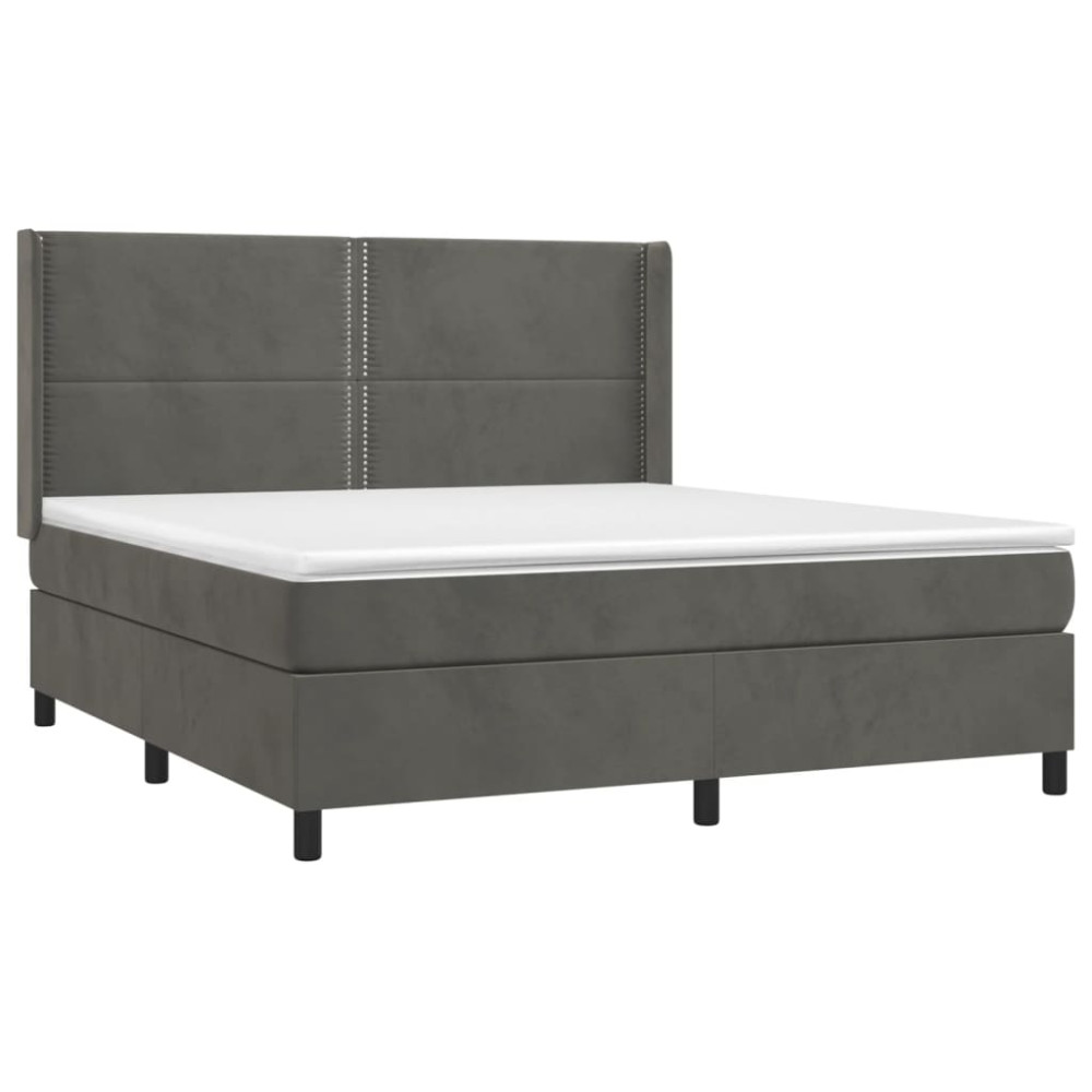 Produktbild för Ramsäng med madrass mörkgrå 160x200 cm sammet