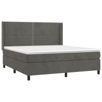 Produktbild för Ramsäng med madrass mörkgrå 160x200 cm sammet