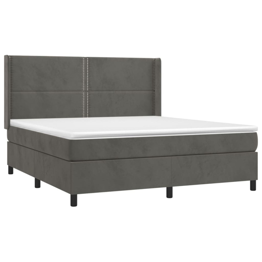 Produktbild för Ramsäng med madrass mörkgrå 180x200 cm sammet