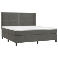 Produktbild för Ramsäng med madrass mörkgrå 180x200 cm sammet