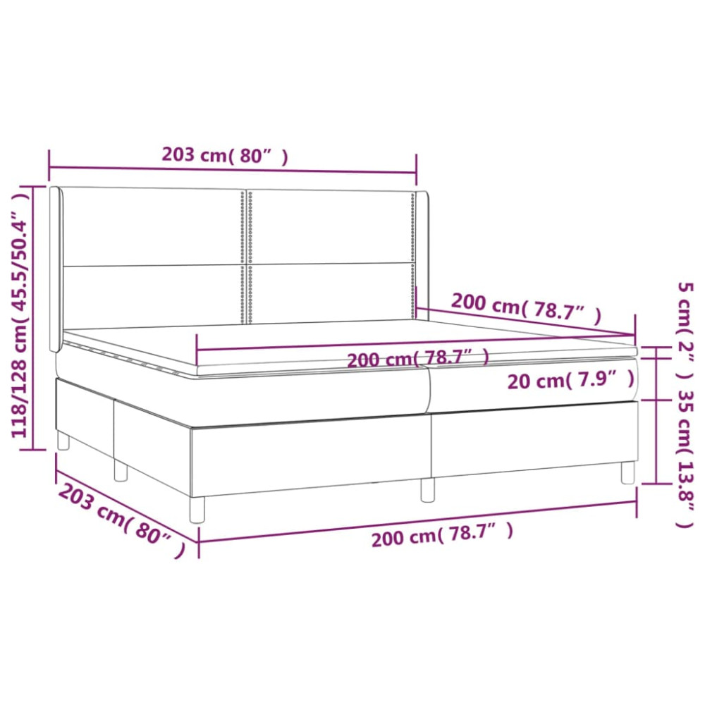 Produktbild för Ramsäng med madrass ljusgrå 200x200 cm sammet