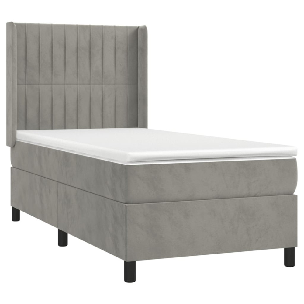 Produktbild för Ramsäng med madrass ljusgrå 80x200 cm sammet