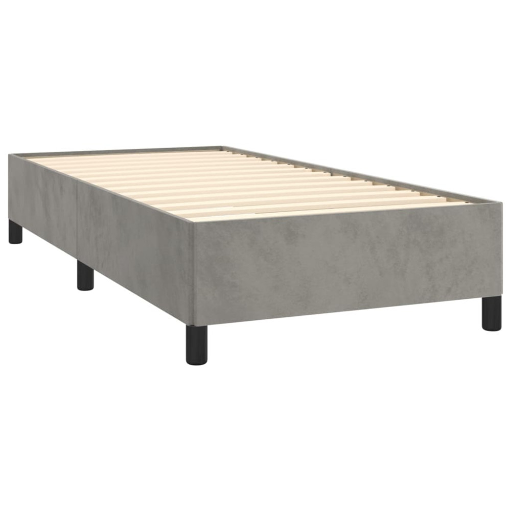 Produktbild för Ramsäng med madrass ljusgrå 80x200 cm sammet