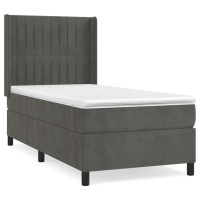 Produktbild för Ramsäng med madrass mörkgrå 90x190 cm sammet