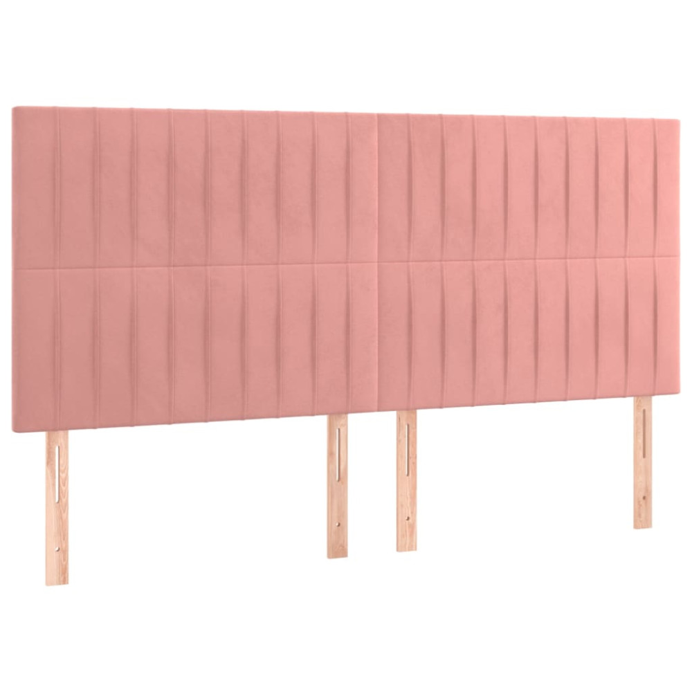 Produktbild för Ramsäng med madrass rosa 160x200 cm sammet