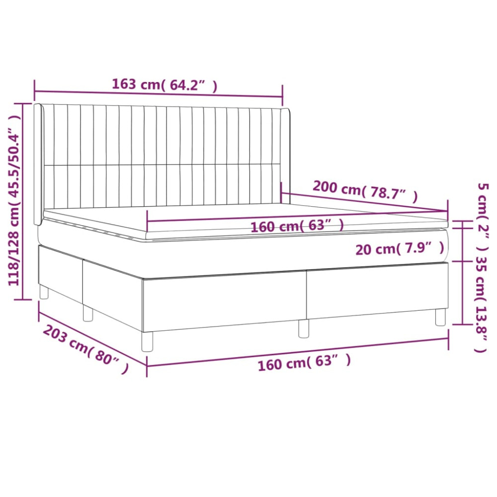Produktbild för Ramsäng med madrass rosa 160x200 cm sammet