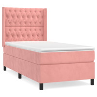 Produktbild för Ramsäng med madrass rosa 80x200 cm sammet