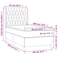 Produktbild för Ramsäng med madrass rosa 90x190 cm sammet