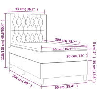 Produktbild för Ramsäng med madrass mörkgrå 90x200 cm sammet