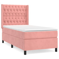 Produktbild för Ramsäng med madrass rosa 90x200 cm sammet