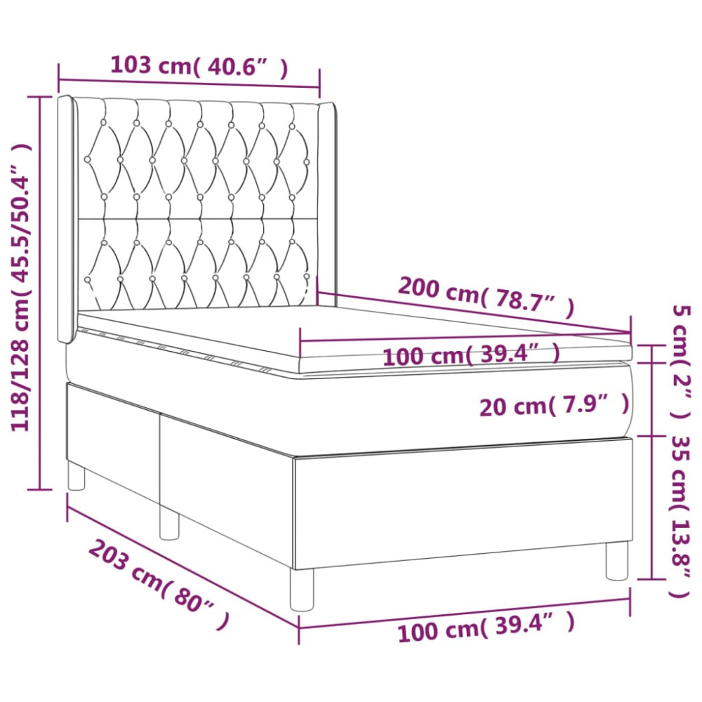 Produktbild för Ramsäng med madrass mörkgrå 100x200 cm sammet