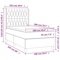 Produktbild för Ramsäng med madrass mörkgrå 100x200 cm sammet