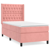 Produktbild för Ramsäng med madrass rosa 100x200 cm sammet