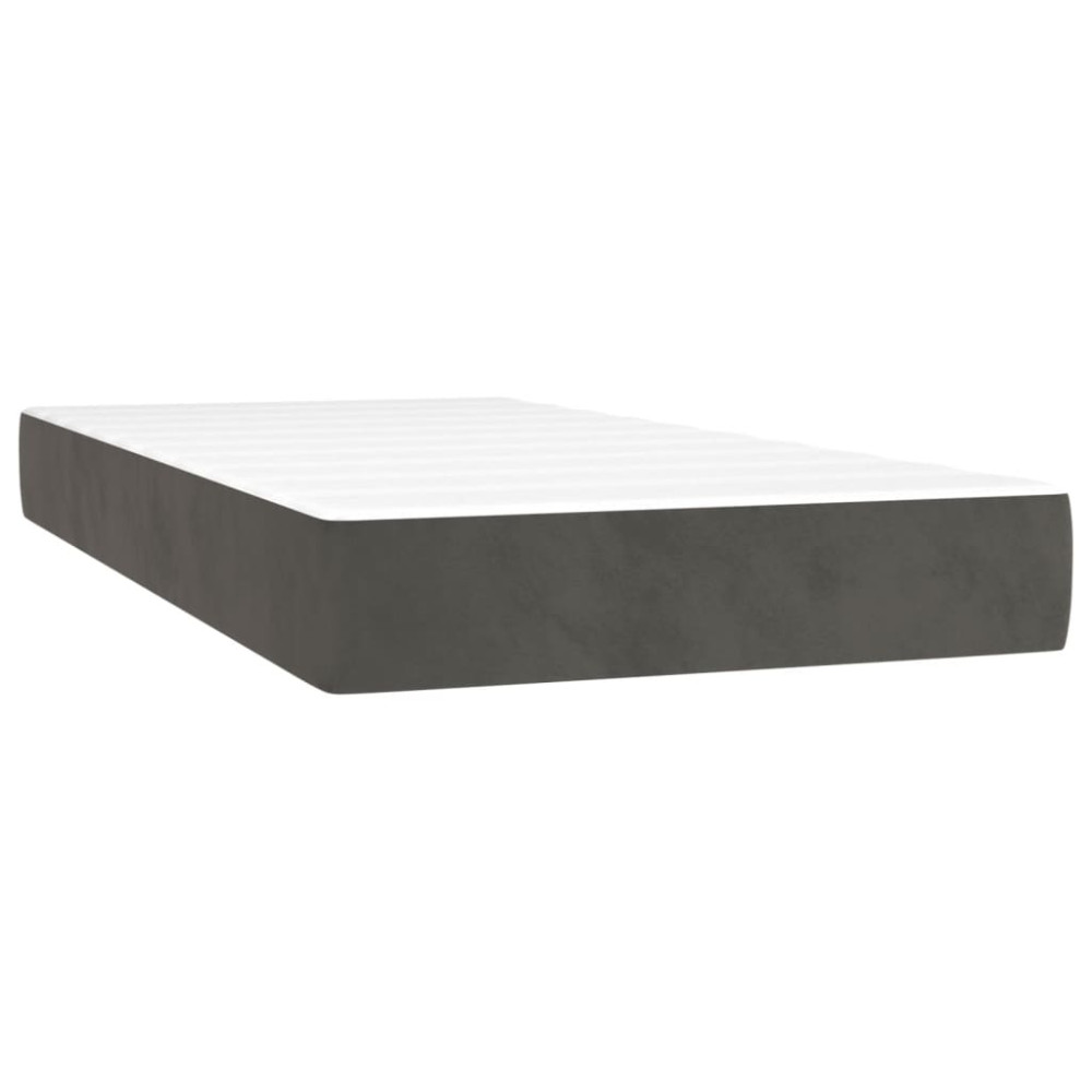 Produktbild för Ramsäng med madrass mörkgrå 90x200 cm sammet